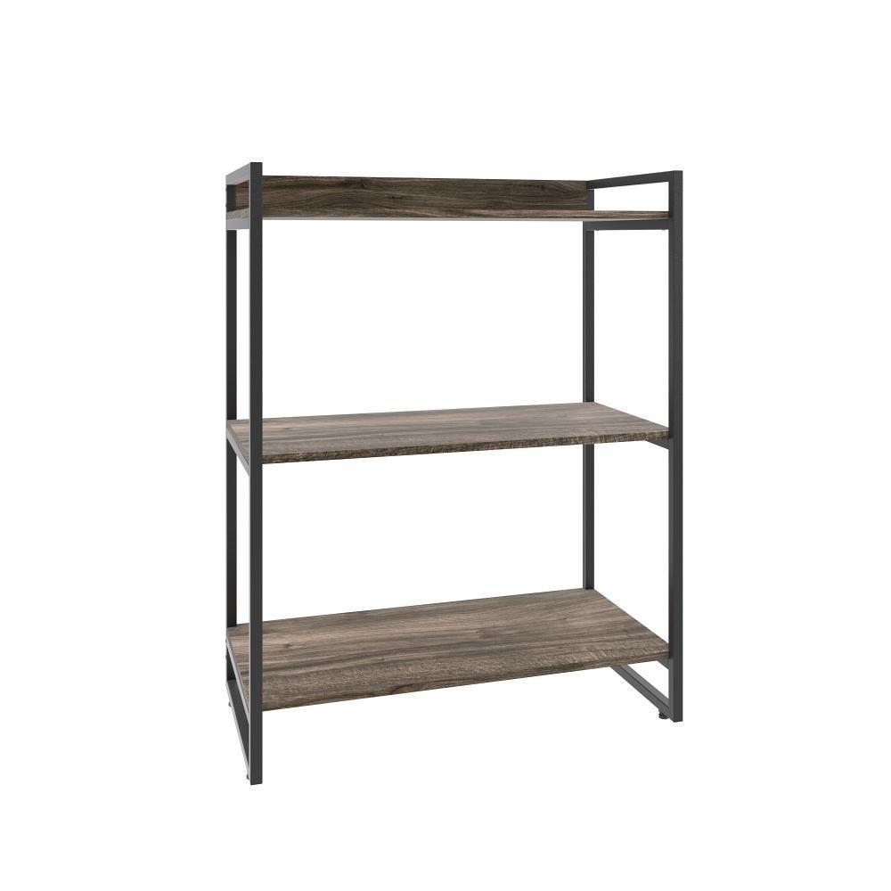 Estante Kuadra 80x40x104cm C/03 Prateleiras Carvalho Dark / Est.preta Carvalho Dark / Est.preta - 1