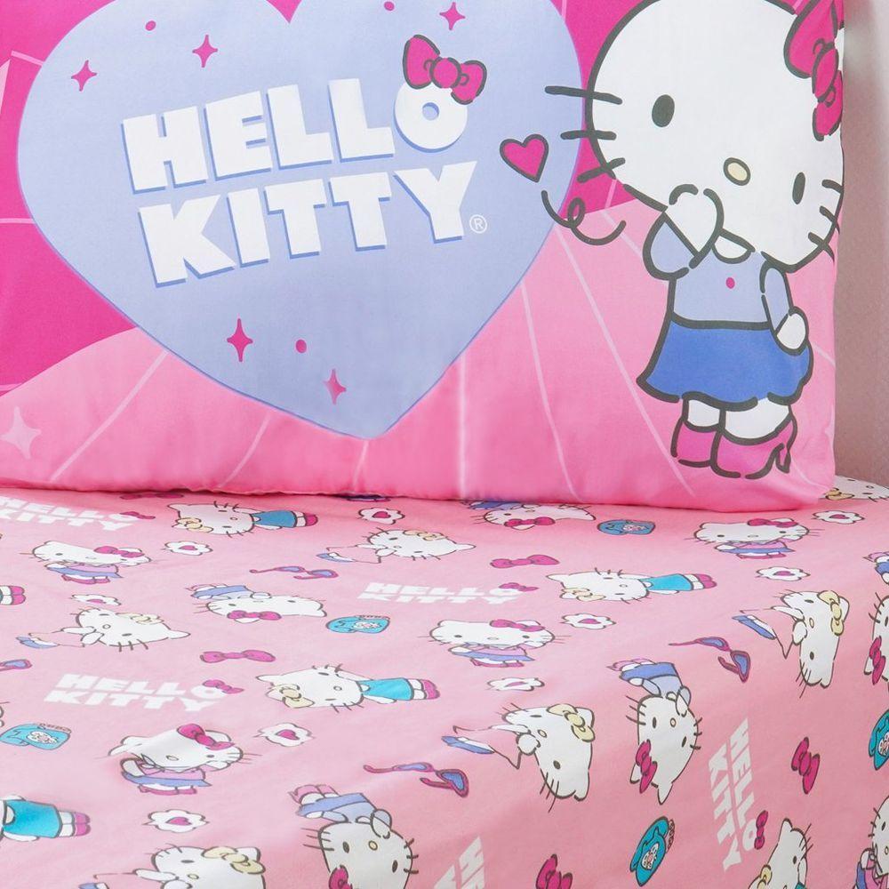 Jogo De Cama Solteiro 2 Pçs Hello Kitty 88x188x30 Flawless - 3