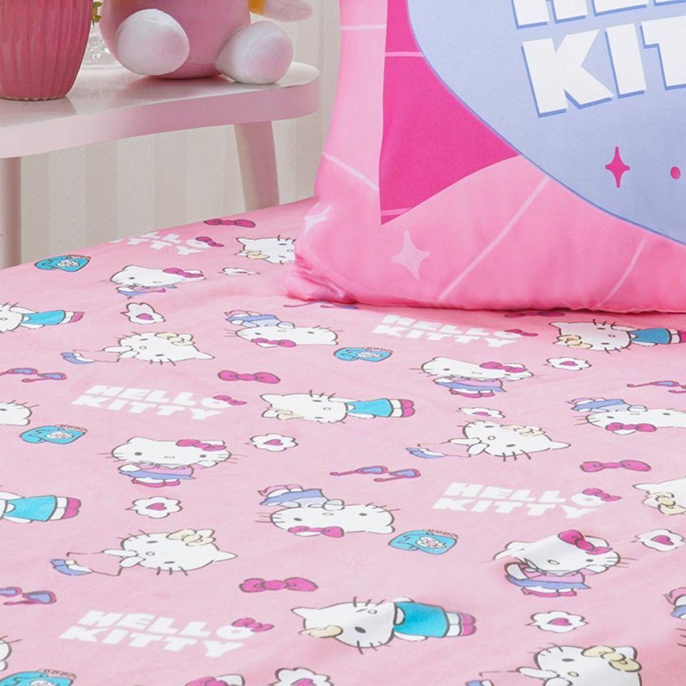 Jogo De Cama Solteiro 2 Pçs Hello Kitty 88x188x30 Flawless - 4