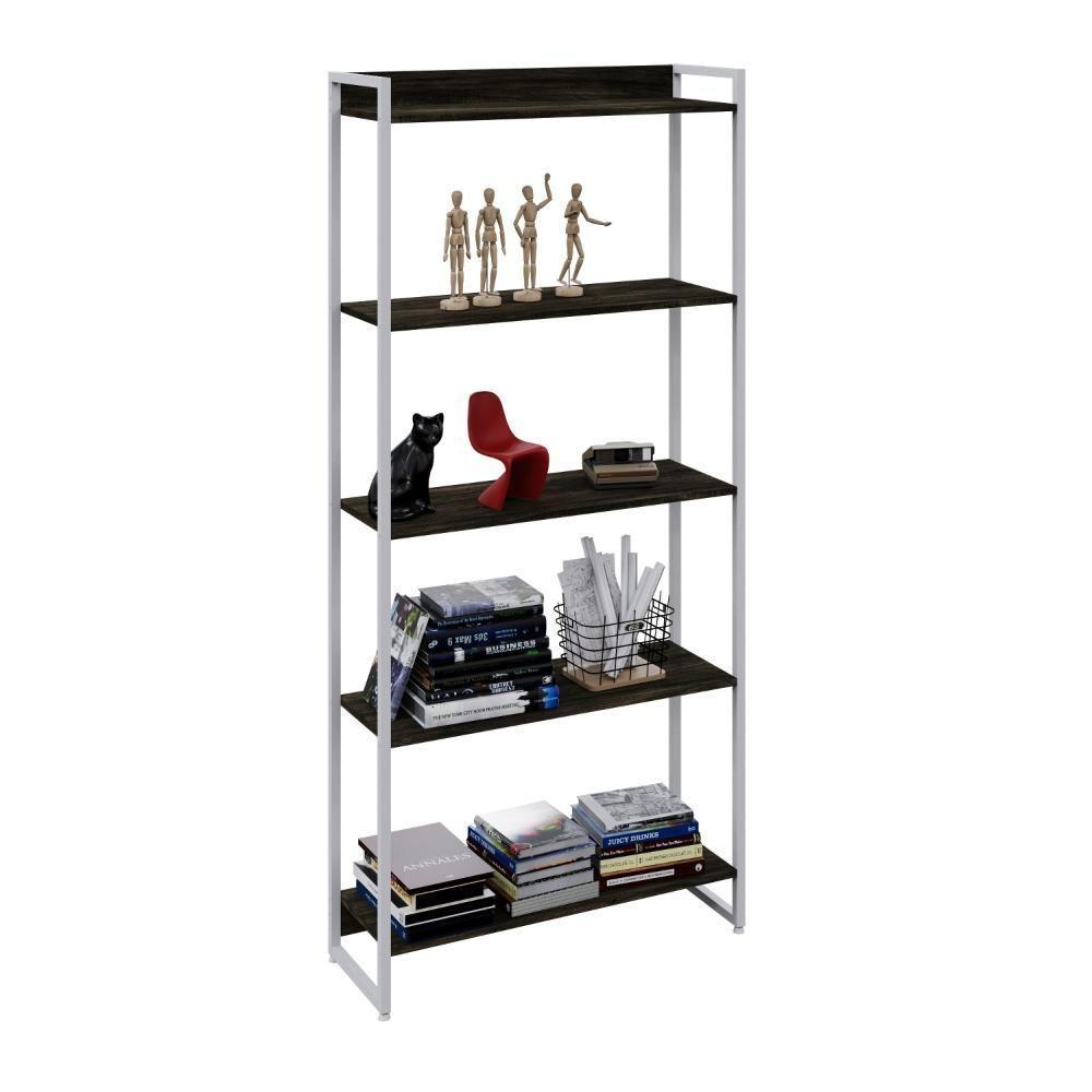 Estante Dynamica 80x30x187cm C/05 Prateleiras Preto ônix / Est.branca Preto ônix / Est.branca - 4
