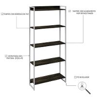 Estante Dynamica 80x30x187cm C/05 Prateleiras Preto ônix / Est.branca Preto ônix / Est.branca - 3