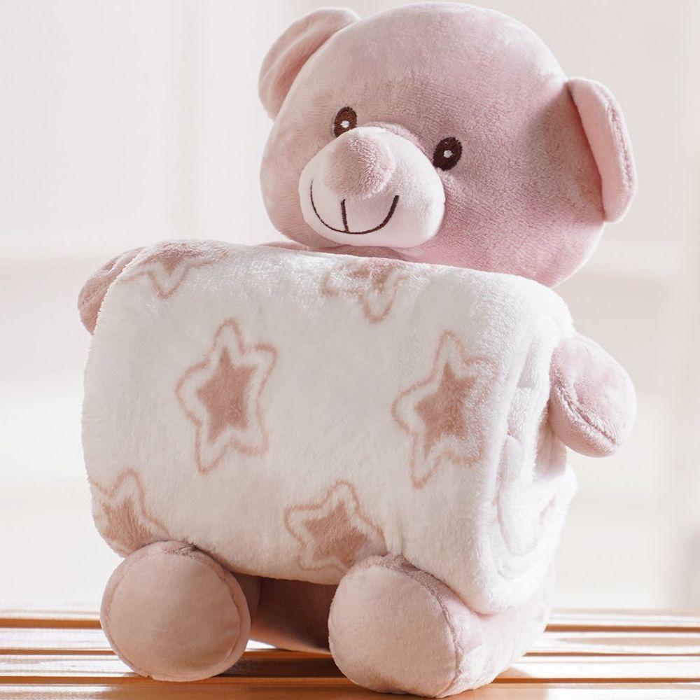 Bichinho De Pelúcia Carinhoso New Com Manta Bebê 100x75cm Ursinho - 6