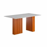 Mesa Sala Jantar Santiago 160x90 Cm Com Tampo De Vidro Cinamomo branco - 1