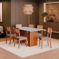 Mesa Sala Jantar Santiago 160x90 Cm Com Tampo De Vidro Cinamomo branco - 2