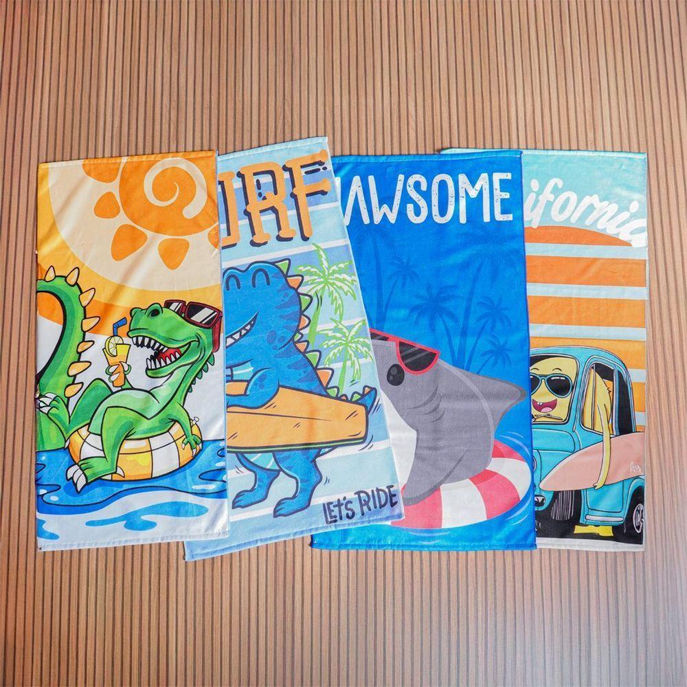 Toalha De Praia Infantil Summer Microfibra Anti Areia 60x110cm Dino Surf - 3