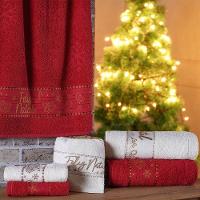 Kit 5 Toalha De Rosto Feliz Natal Bordada Jacquard 45x68cm Vermelho - 1