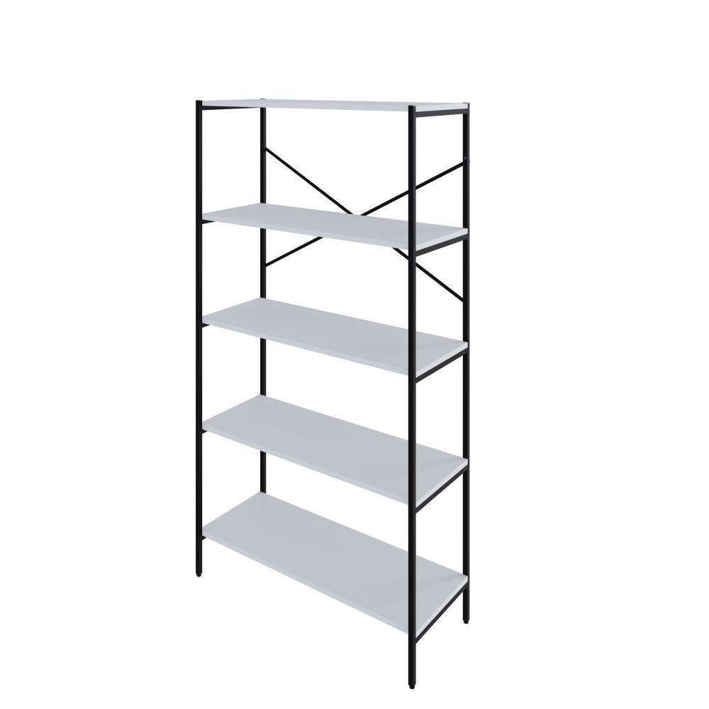 Estante C/05 Prateleiras 152x80x33cm Tub Tueh1585 Branco Chess - Est.preta Branco Chess / Est.preta - 1