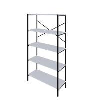 Estante C/05 Prateleiras 152x80x33cm Tub Tueh1585 Branco Chess - Est.preta Branco Chess / Est.preta - 1