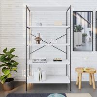 Estante C/05 Prateleiras 152x80x33cm Tub Tueh1585 Branco Chess - Est.preta Branco Chess / Est.preta