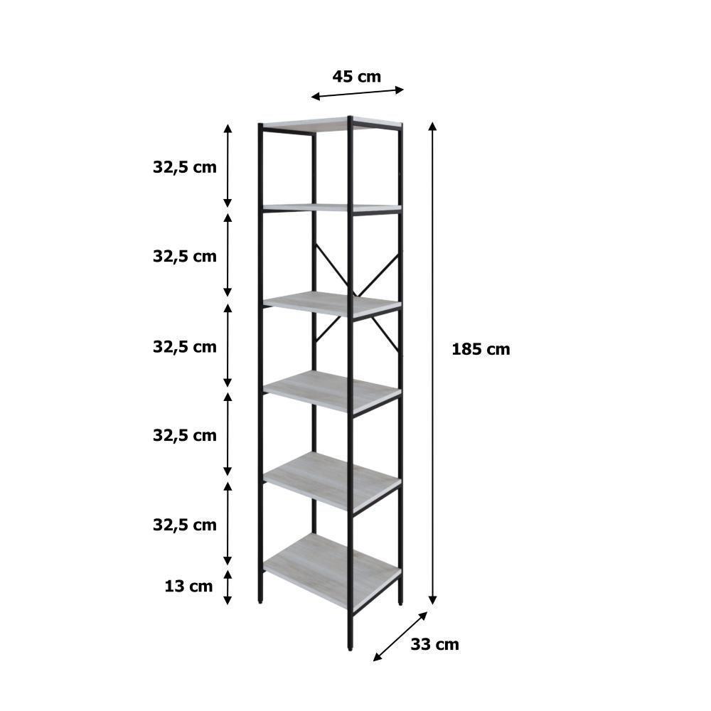 Estante C/06 Prateleiras 186x45x33cm Tub Tueh1846 Snow - Est.preta Snow / Est.preta - 2