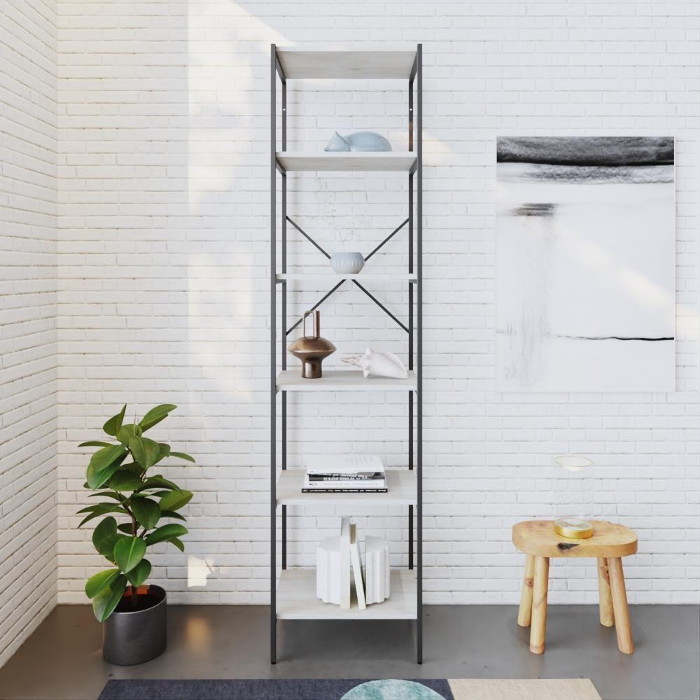 Estante C/06 Prateleiras 186x45x33cm Tub Tueh1846 Snow - Est.preta Snow / Est.preta - 5