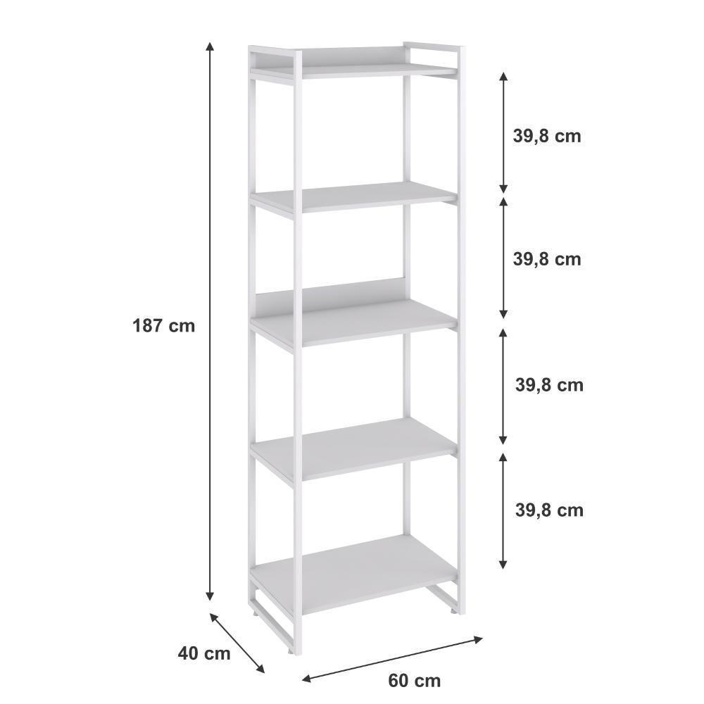 Estante Kuadra 60x40x187cm C/05 Prateleiras Branco Chess / Est.branca Branco Chess / Est.branca - 5