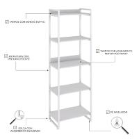 Estante Kuadra 60x40x187cm C/05 Prateleiras Branco Chess / Est.branca Branco Chess / Est.branca - 3