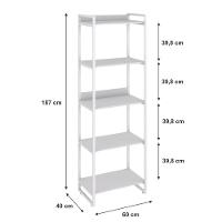 Estante Kuadra 60x40x187cm C/05 Prateleiras Branco Chess / Est.branca Branco Chess / Est.branca - 5