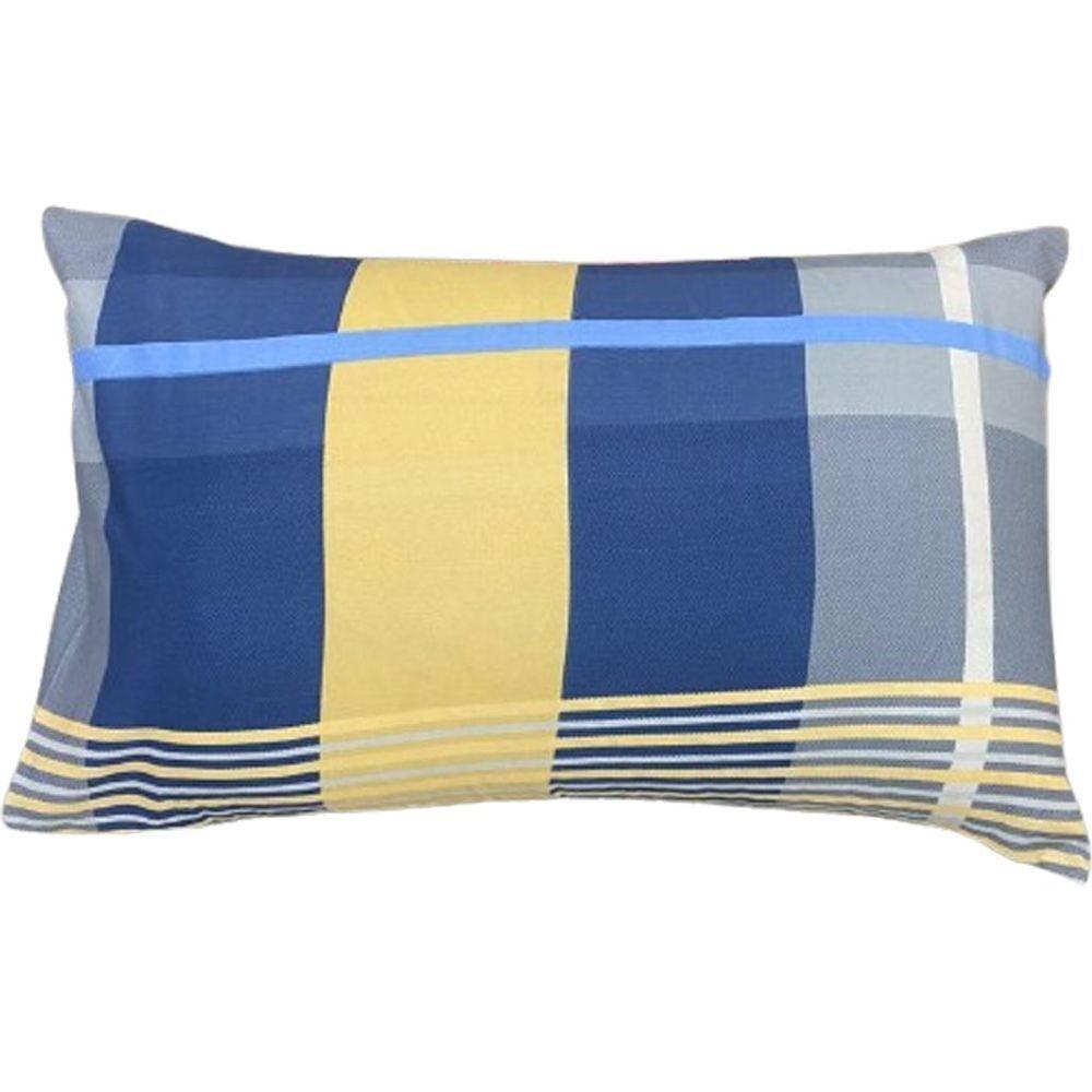 Jogo De Fronha Microfibra Estampada 47x70cm Azul Xadrez - 2