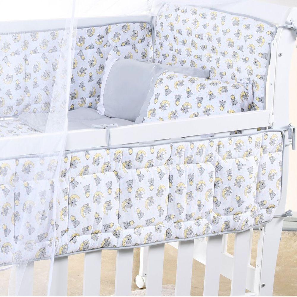 Kit Berço Baby 8 Peças Malha 100% Algodão Antialérgico Soninho Cinza - 4