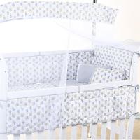 Kit Berço Baby 8 Peças Malha 100% Algodão Antialérgico Soninho Cinza - 1