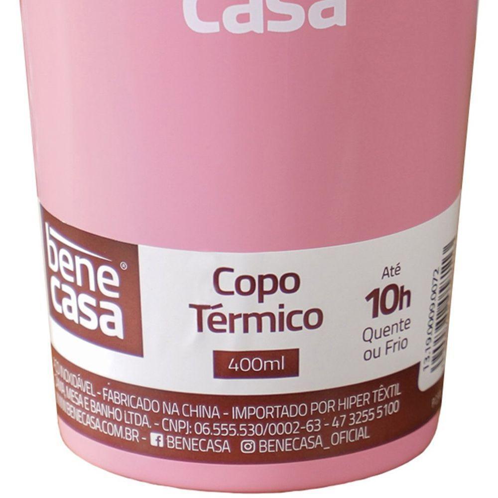 Copo Térmico Para Bebidas Sem Tampa 400ml Rosa - 4