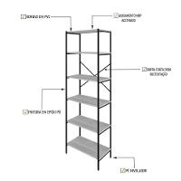 Estante C/06 Prateleiras 186x60x33cm Tub Tueh1866 Snow - Est.preta Snow / Est.preta - 3