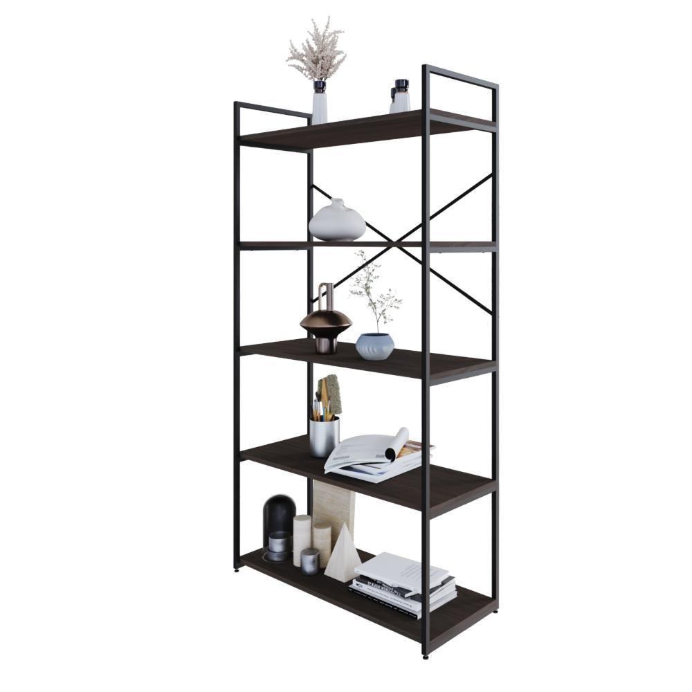 Estante C/05 Prateleiras 152x80x33cm Yon Terracota/est.preta Terracota/est.preta - 4