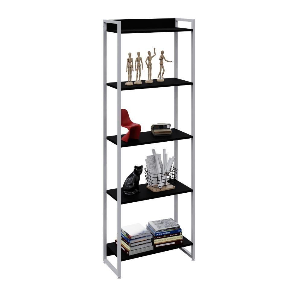 Estante Dynamica 60x30x187cm C/05 Prateleiras Preto ônix / Est.branca Preto ônix / Est.branca - 4