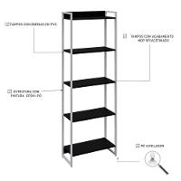 Estante Dynamica 60x30x187cm C/05 Prateleiras Preto ônix / Est.branca Preto ônix / Est.branca - 3