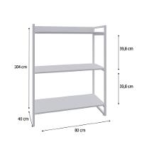 Estante Kuadra 80x40x104cm C/03 Prateleiras Branco Chess / Est.branca Branco Chess / Est.branca - 5