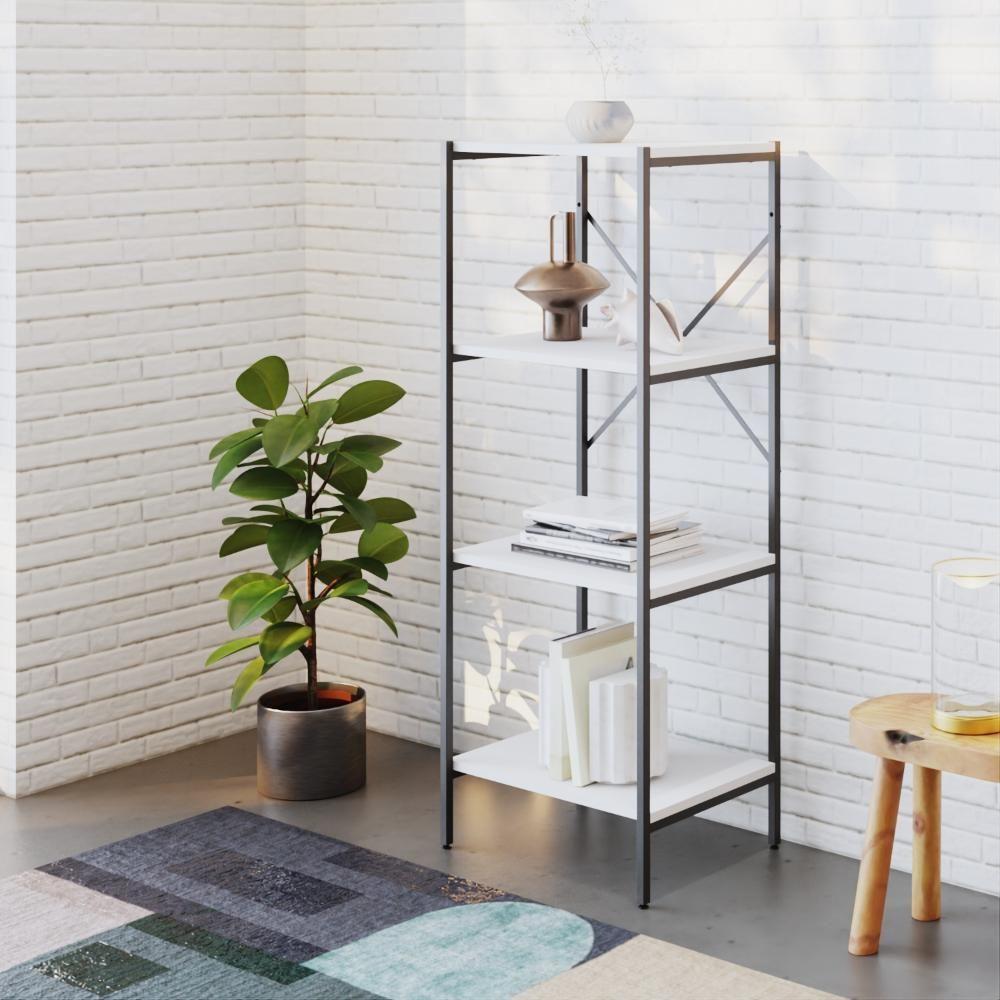 Estante C/04 Prateleiras 118x45x33cm Tub Tueh1144 Branco Chess - Est.preta Branco Chess / Est.preta - 2