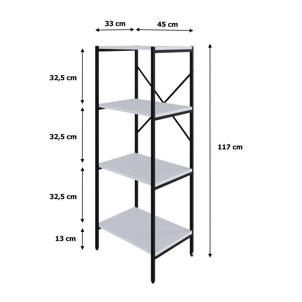 Estante C/04 Prateleiras 118x45x33cm Tub Tueh1144 Branco Chess - Est.preta Branco Chess / Est.preta - 7