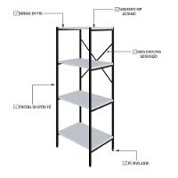 Estante C/04 Prateleiras 118x45x33cm Tub Tueh1144 Branco Chess - Est.preta Branco Chess / Est.preta - 3