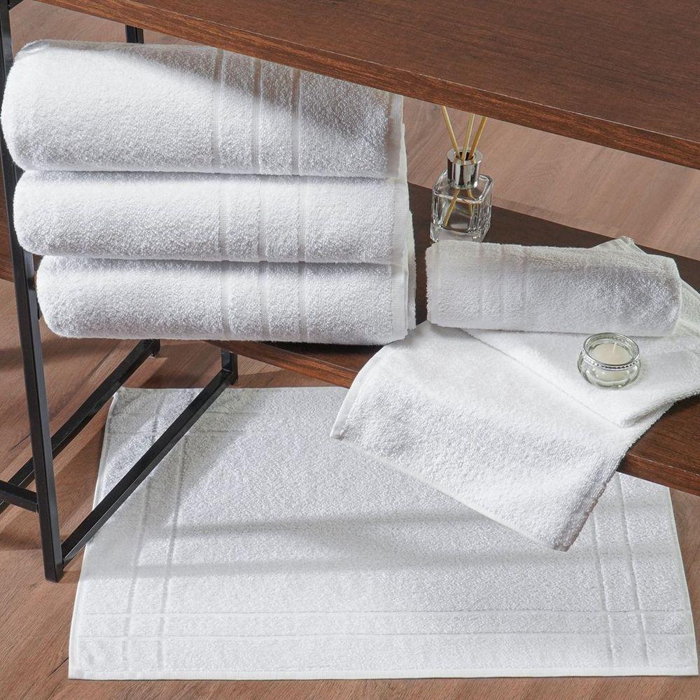 Kit Toalha Hotelaria Banho Rosto E Piso 380g-m² Algodão Branco - 6