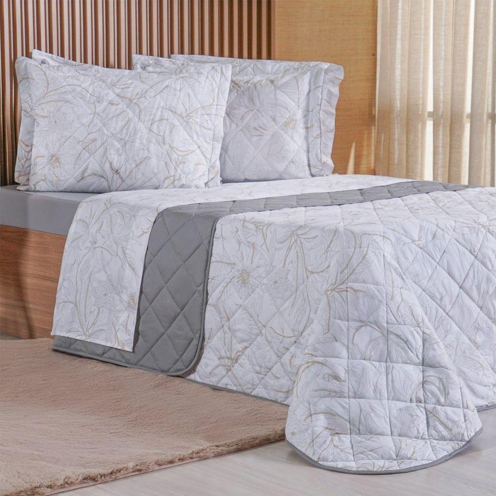 Kit Colcha Queen 200 Fios Estampada New 100% Algodão 240x260cm Dessin - 1