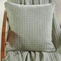 Kit Manta E 2 Capa De Almofada Decorativa Para Sofá Waffle 100% Algodão 120x150cm Verde Alfafa