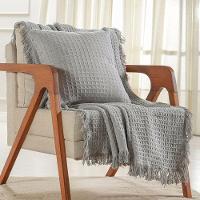 Manta Decorativa Para Sofá Waffle 100% Algodão 160x220cm Platina - 1