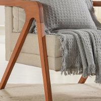 Manta Decorativa Para Sofá Waffle 100% Algodão 160x220cm Platina - 3