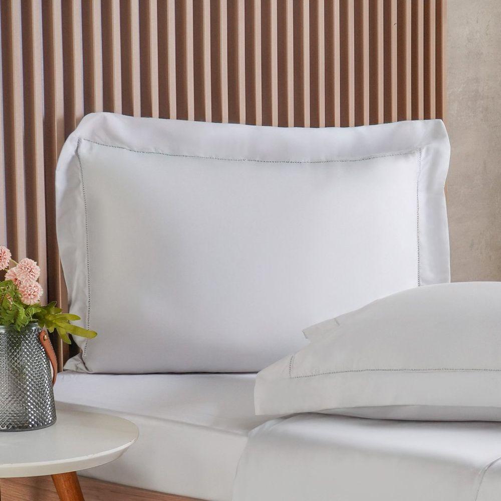 Jogo De Cama King 4 Pçs Ricamo 300 Fios 100% Algodão 193x203x40cm Cinza Fog - 2