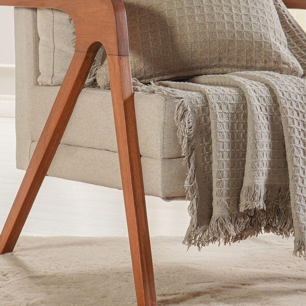 Manta Decorativa Para Sofá Waffle 100% Algodão 160x220cm Cashmere - 3
