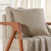 Kit Manta E 2 Capa De Almofada Decorativa Para Sofá Waffle 100% Algodão 120x150cm Cashmere - 3