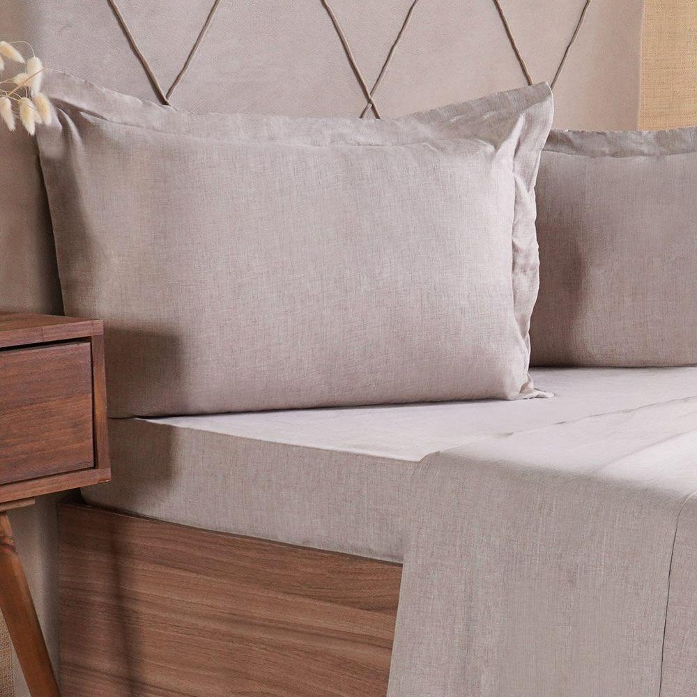 Jogo De Cama Queen 4 Pçs Line Stile 100% Poliéster 158x198x35cm Linho - 2
