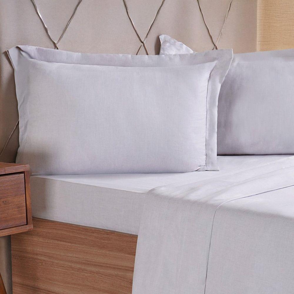 Jogo De Cama Casal 4 Pçs Line Stile 100% Poliéster 138x188x30cm Cinza Fog - 2