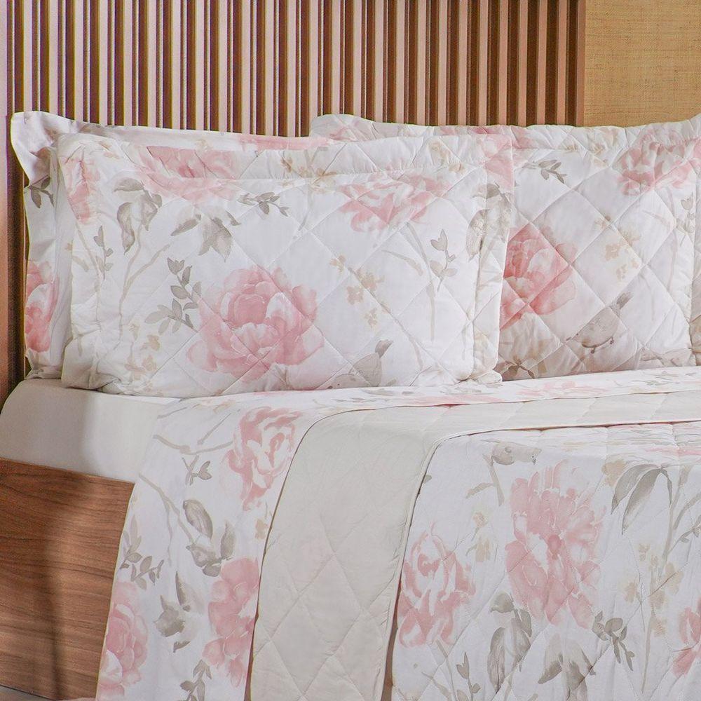 Kit Colcha Casal 200 Fios Estampada New 100% Algodão 220x240cm Aquarelle - 2