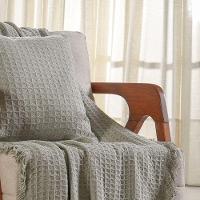 Manta Decorativa Para Sofá Waffle 100% Algodão 160x220cm Verde Alfafa - 5