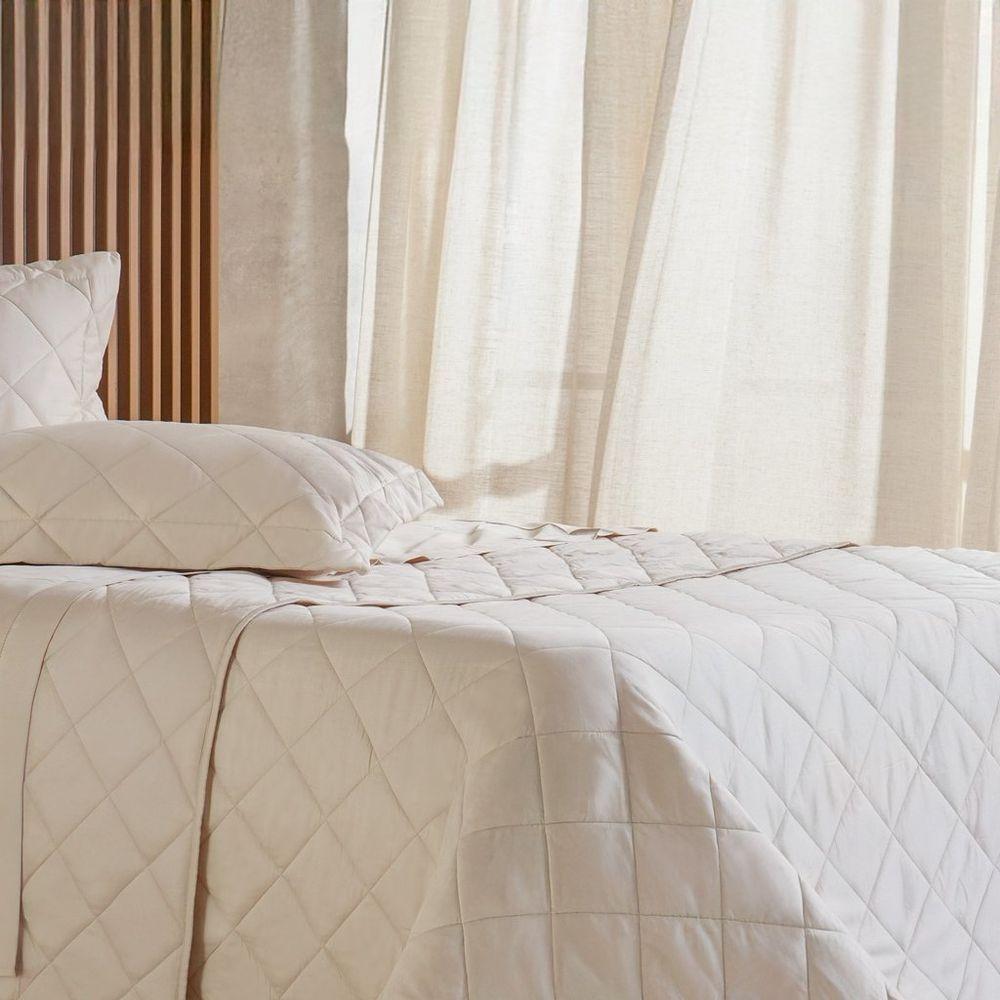 Kit Colcha Queen 3 Pçs Ricamo 300 Fios 100% Algodão 240x260cm Biscuit - 4