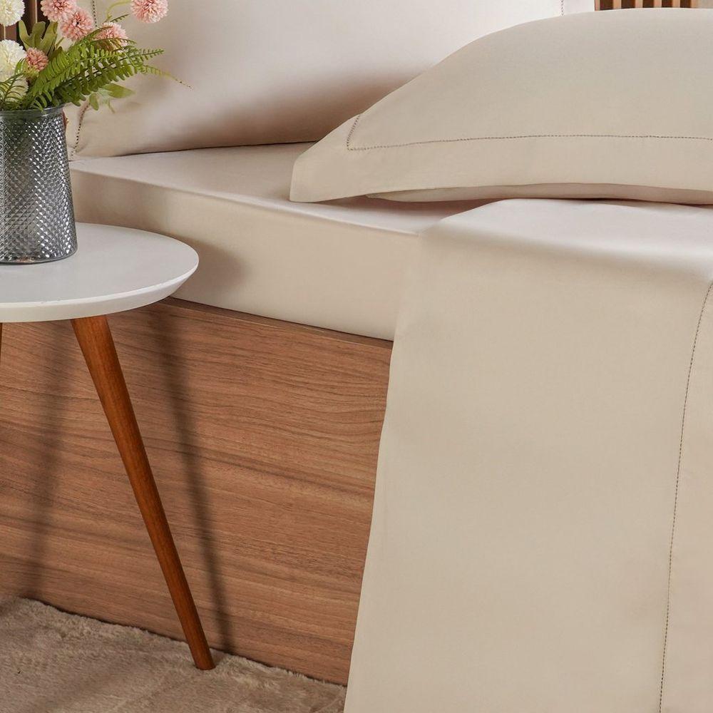 Jogo De Cama Queen 4 Pçs Ricamo 300 Fios 100% Algodão 160x200x40cm Biscuit - 3