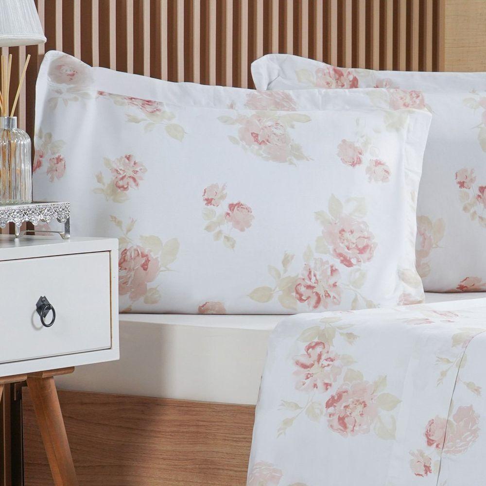 Jogo De Cama Casal 3 Pçs 200 Fios 100% Algodão 140x190x30cm Classique - 4