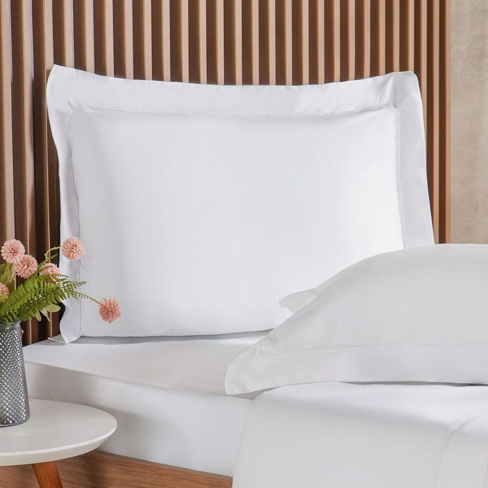 Jogo De Cama King 4 Pçs Ricamo 300 Fios 100% Algodão 193x203x40cm Branco - 2