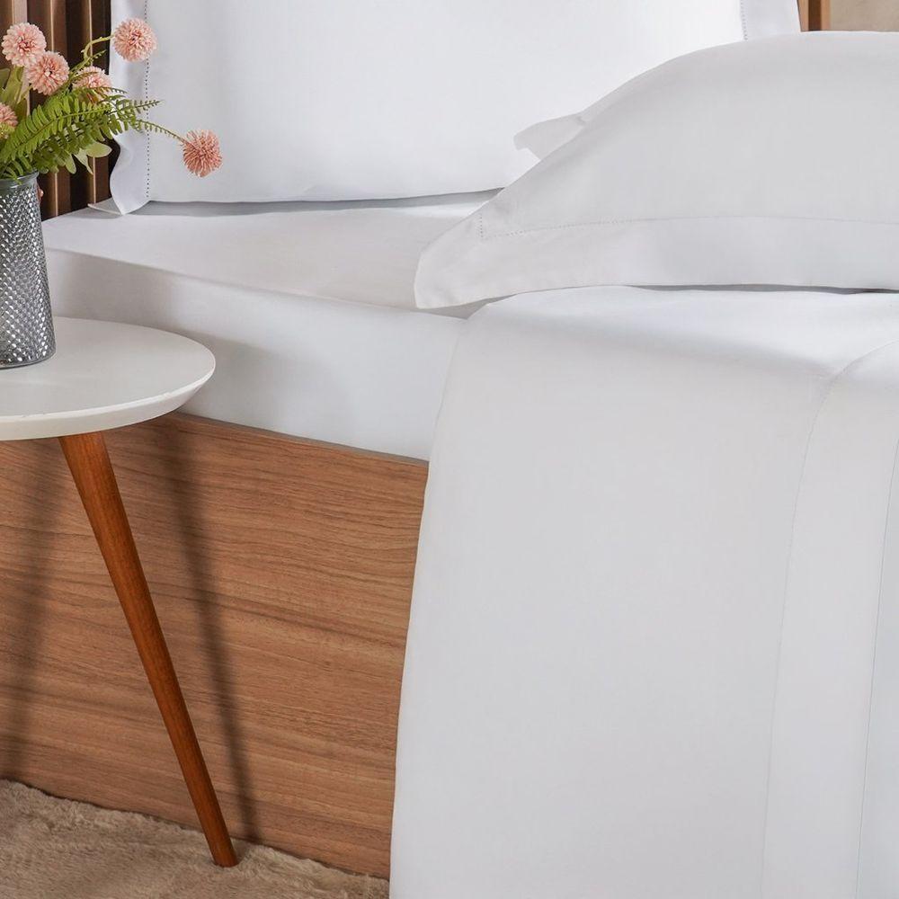 Jogo De Cama King 4 Pçs Ricamo 300 Fios 100% Algodão 193x203x40cm Branco - 3