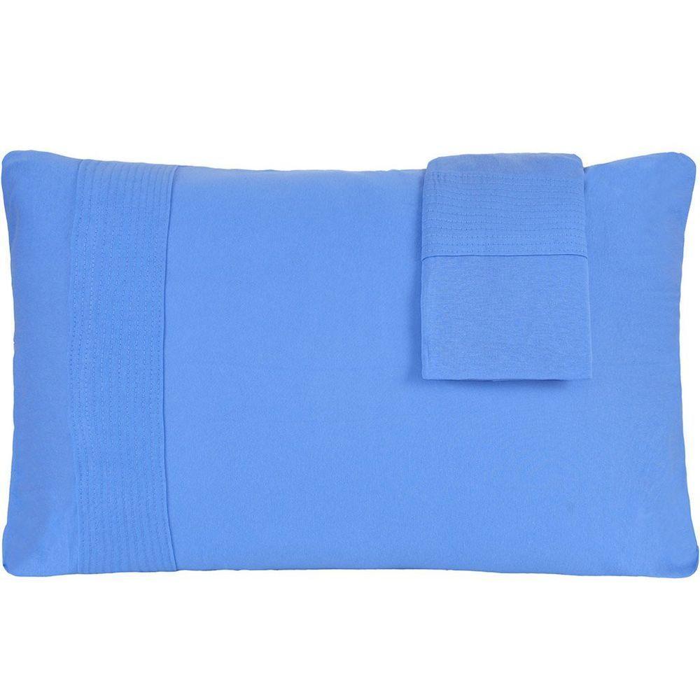 Jogo De Fronhas Bella Cama Malha 100% Algodão 50x70cm Azul - 1