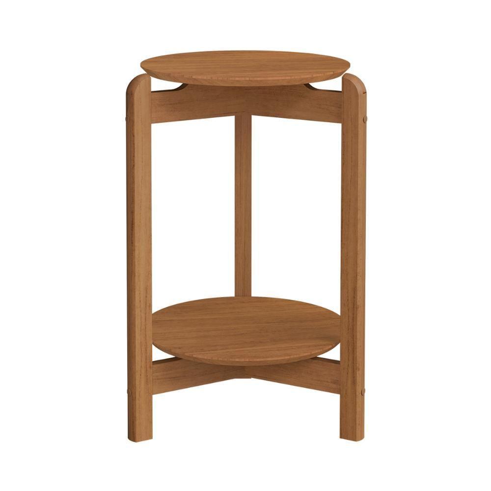 Mesa Lateral Sala Lizz Com Pés De Madeira Maciça Cedro - 1