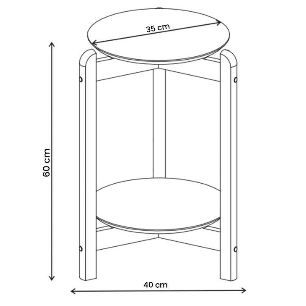 Mesa Lateral Sala Lizz Com Pés De Madeira Maciça Cedro - 4